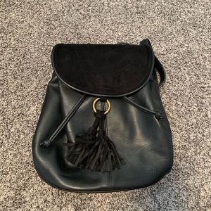 Mini leather and suede backpack